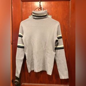 Vintage grey black striped wool turtleneck sweater Meister brand
